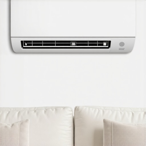 Modern smart air conditioner with Wi-Fi and sensors in stylish home