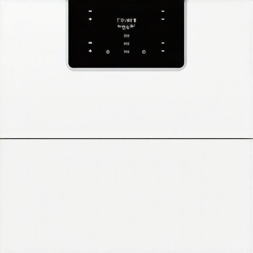 Close-up of a modern smart AC control panel with app interface and Wi-Fi icon