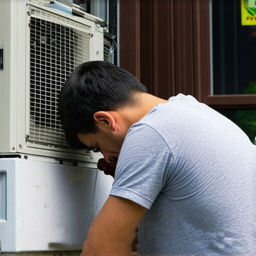 Person sealing window around a window-mounted air conditioner for efficiency