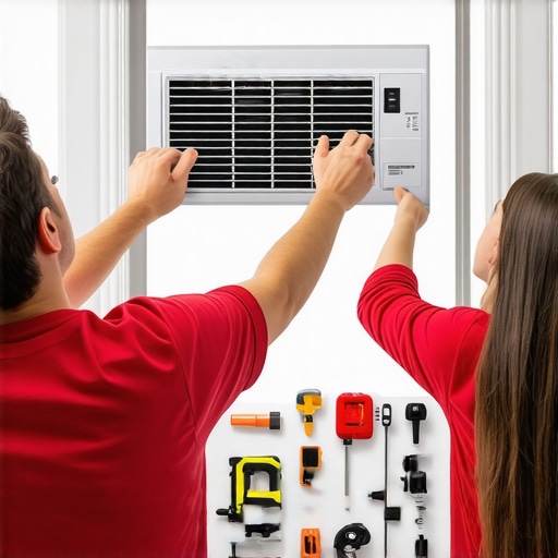 Person installing a smart window air conditioner with tools