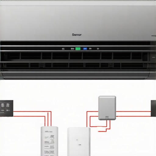Diagram showing correct placement of sensors on a smart air conditioning unit for optimal performance.