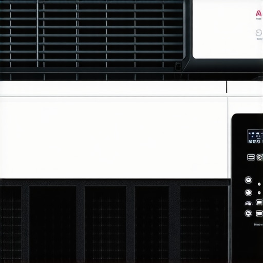 Close-up of a smart air conditioner with digital control panel and Wi-Fi connectivity