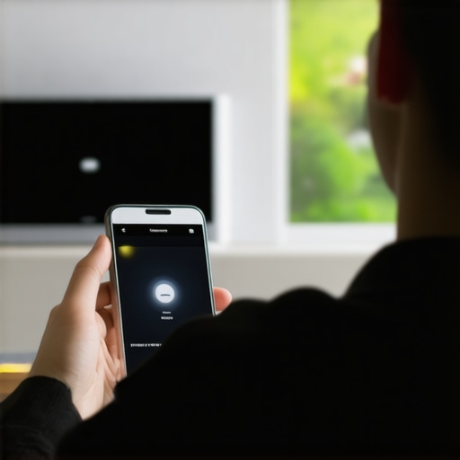 Person giving voice commands to a smart air conditioner in a cozy home setting.